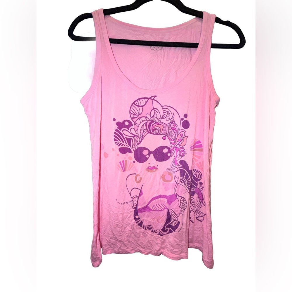 Pink Graphic FIX Tank Top - Women's Casual Sleeveless Top XL